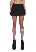 Pleated A-Line Mini Skirt - Black