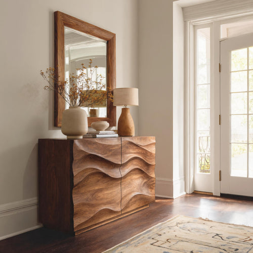 Contemporary Sideboard Sculptural Carved For Living Room