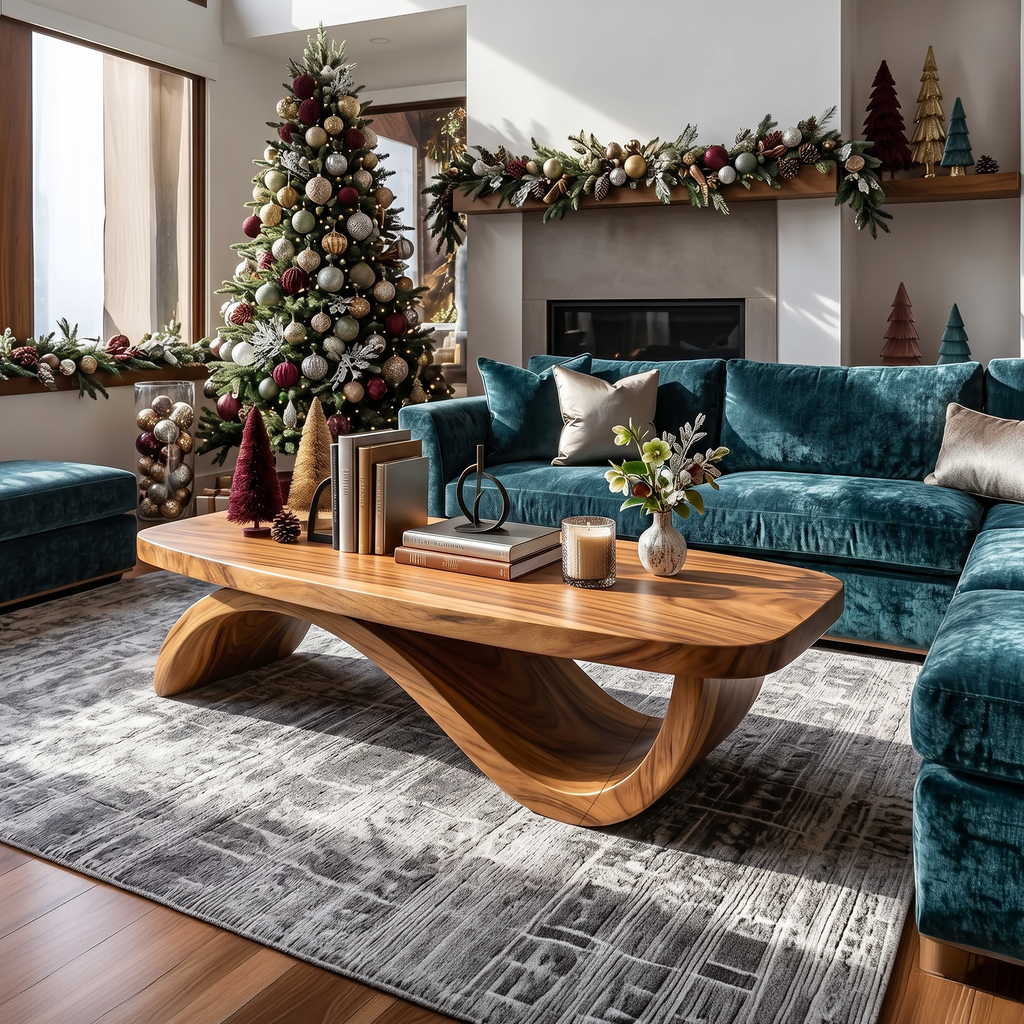 Farmhouse Live Edge Coffee Table Rustic For Holiday Furniture Use