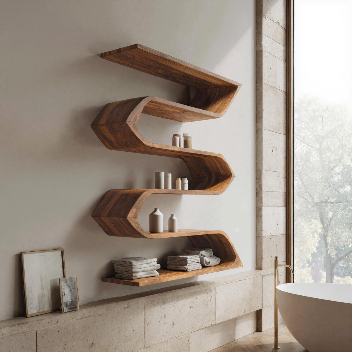 Modern Sculptural Wall Mounted Bathroom Storage For Bathroom