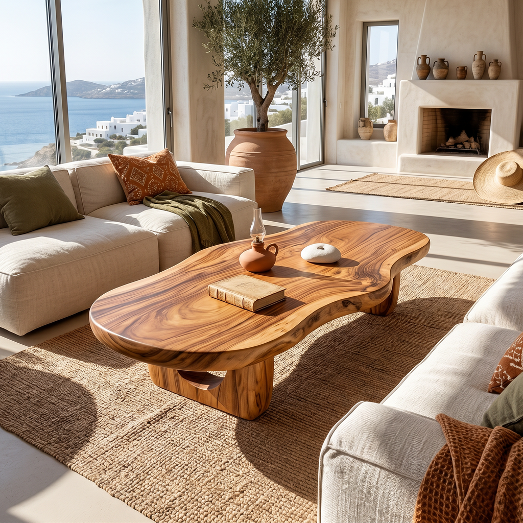 Modern Live Edge Coffee Table Solid Wood For Entryway Style