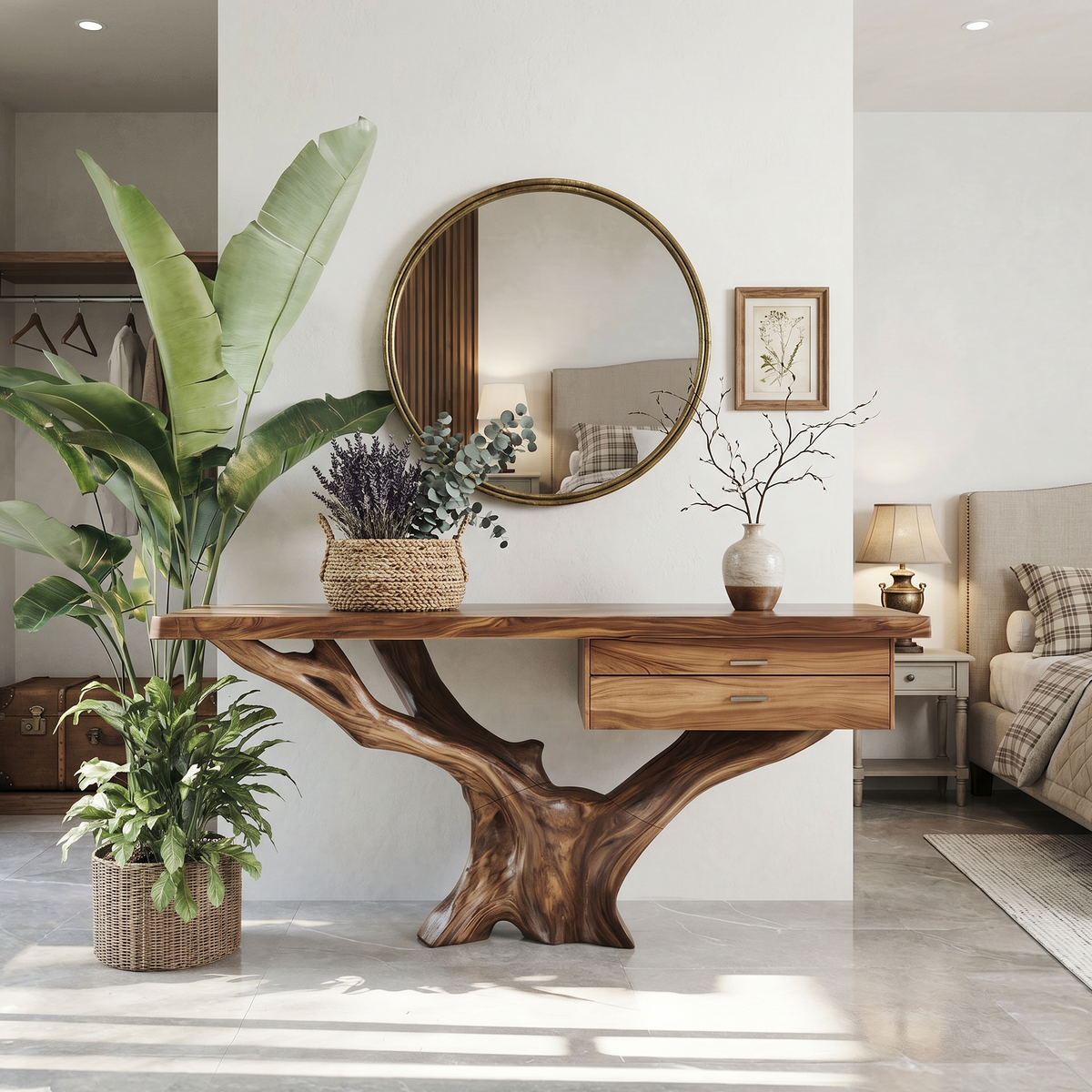Mid Century Wooden Console Table