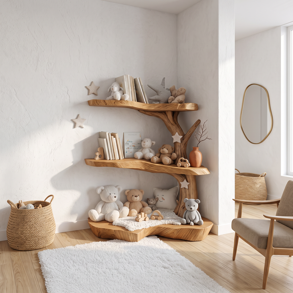 Rustic Corner Tree Bookshelf