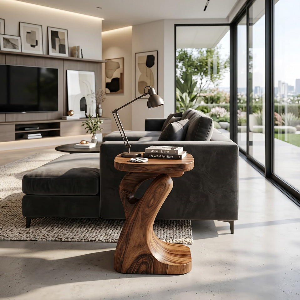 Modern Sculptural Side Table For Living Room Or Bedroom