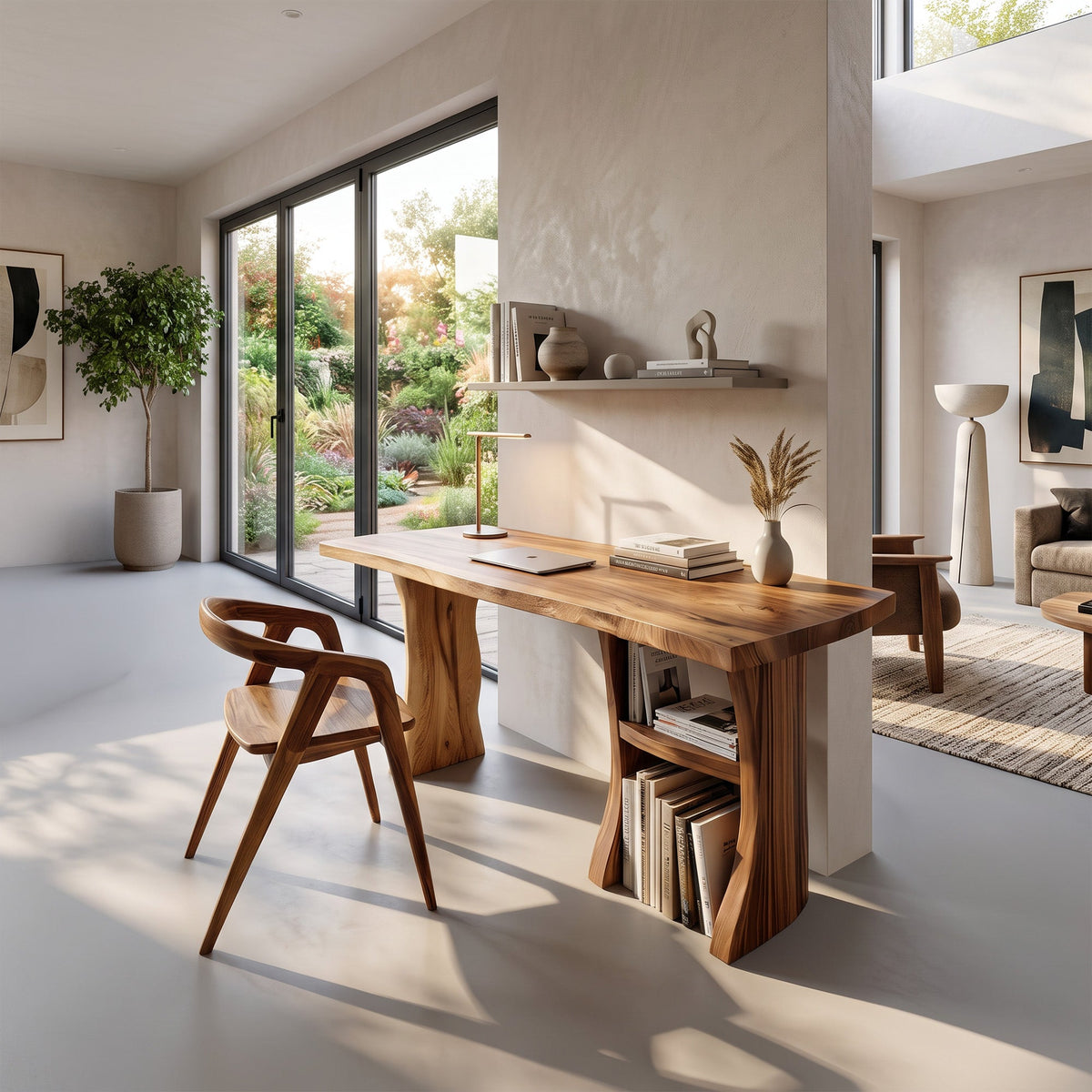 Modern Wooden Live Edge Desk For Small Home Office Setup