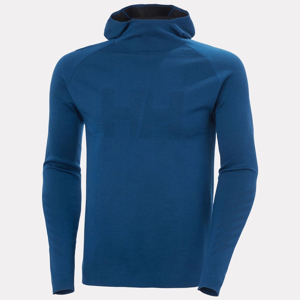 Men's Merino Wool Base Layer Hoodie - Blue