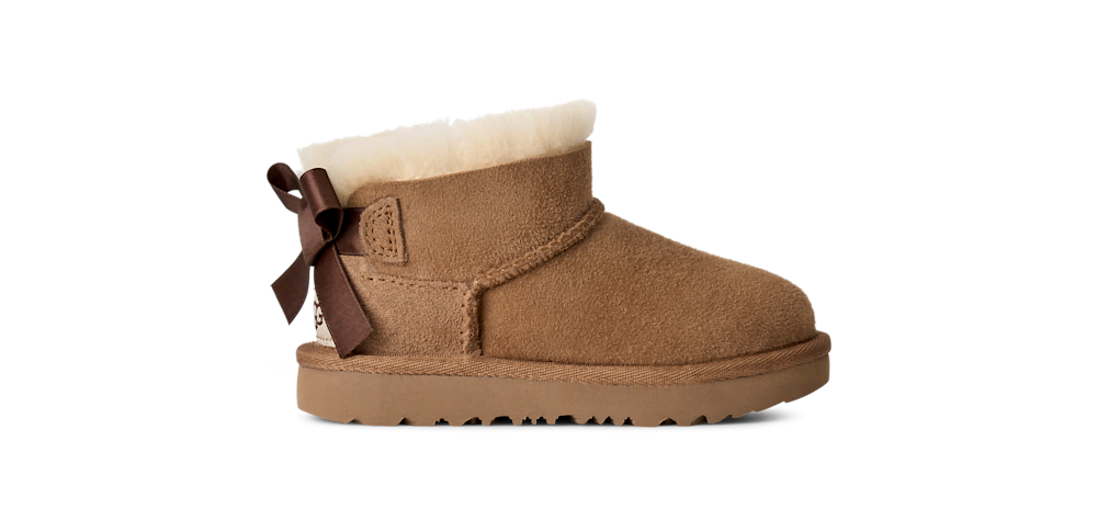 Toddler Sheepskin Bow Ankle Boot - Chestnut