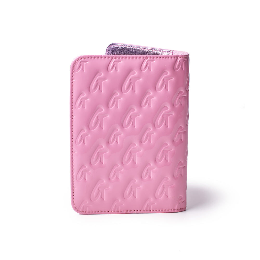 Mirrored Vegan Leather Passport Holder - Pink