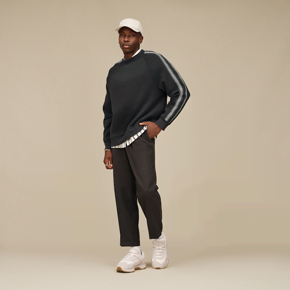 Men's Trimmed Crewneck Sweatshirt - Brown