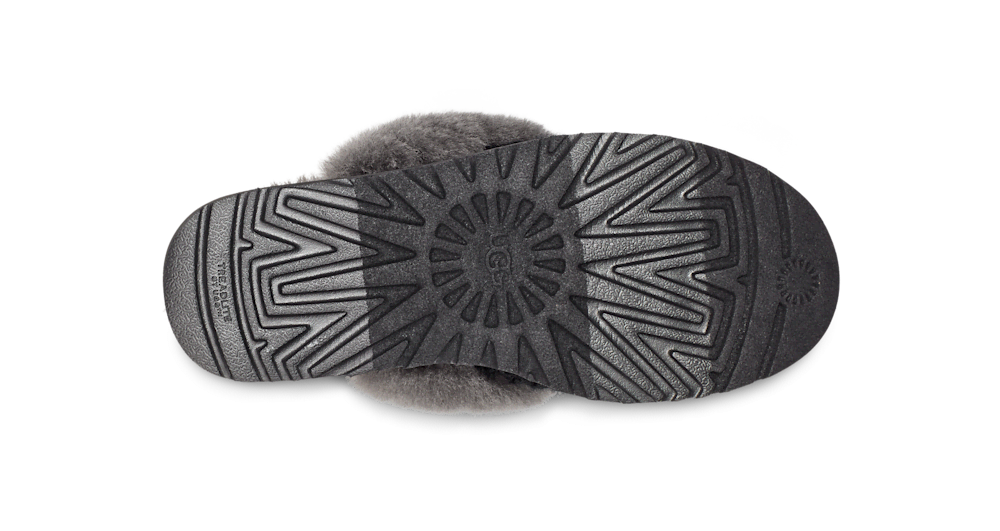 Women's Knit Sheepskin Slipper - Charcoal