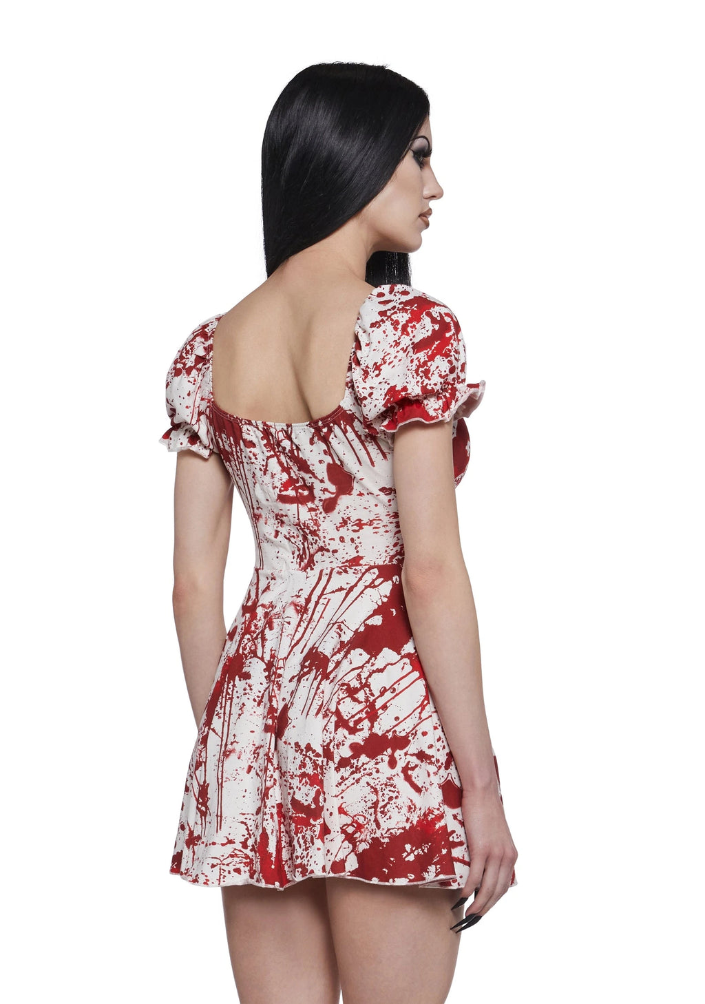 Splatter Print Ruched Mini Dress - White