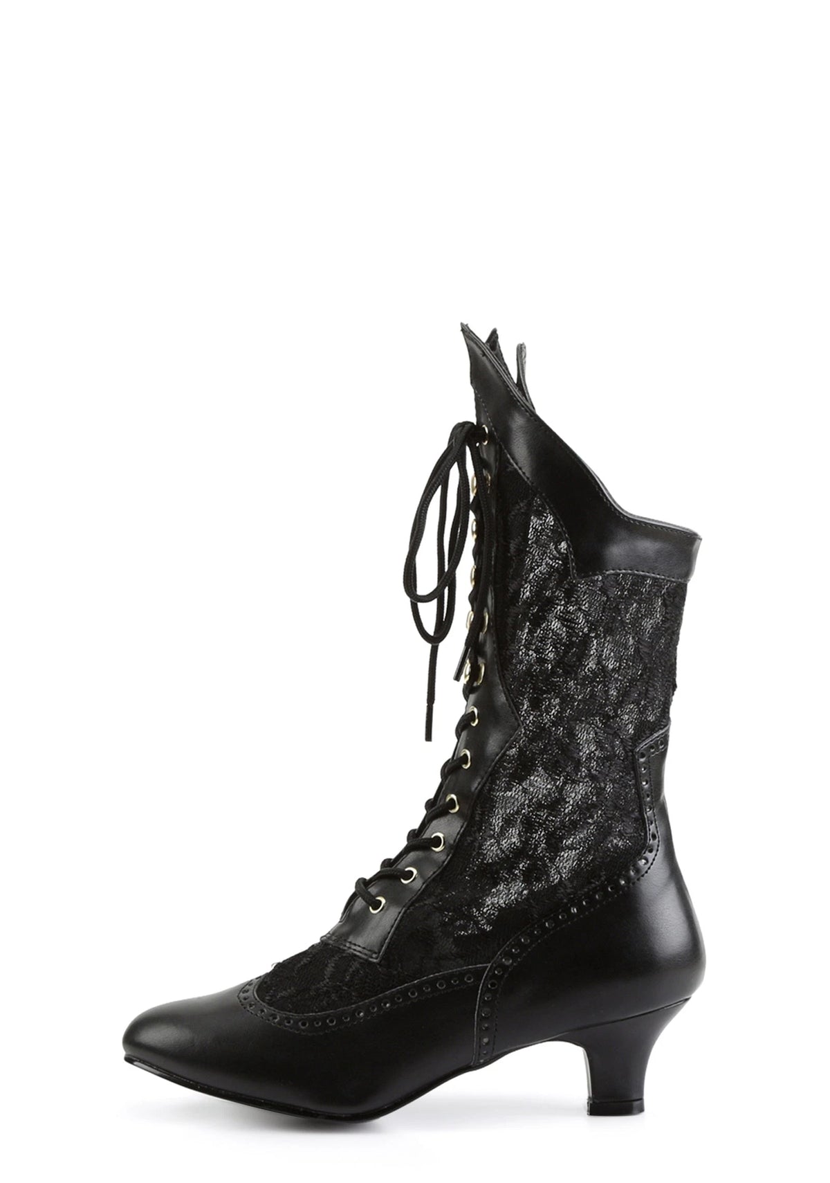 Lace Mid-Calf Boots - Black