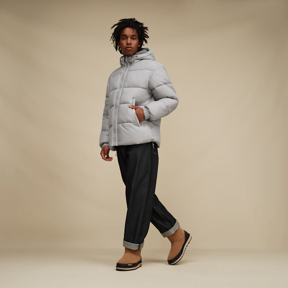 Men's Hooded Puffer Jacket - Green
