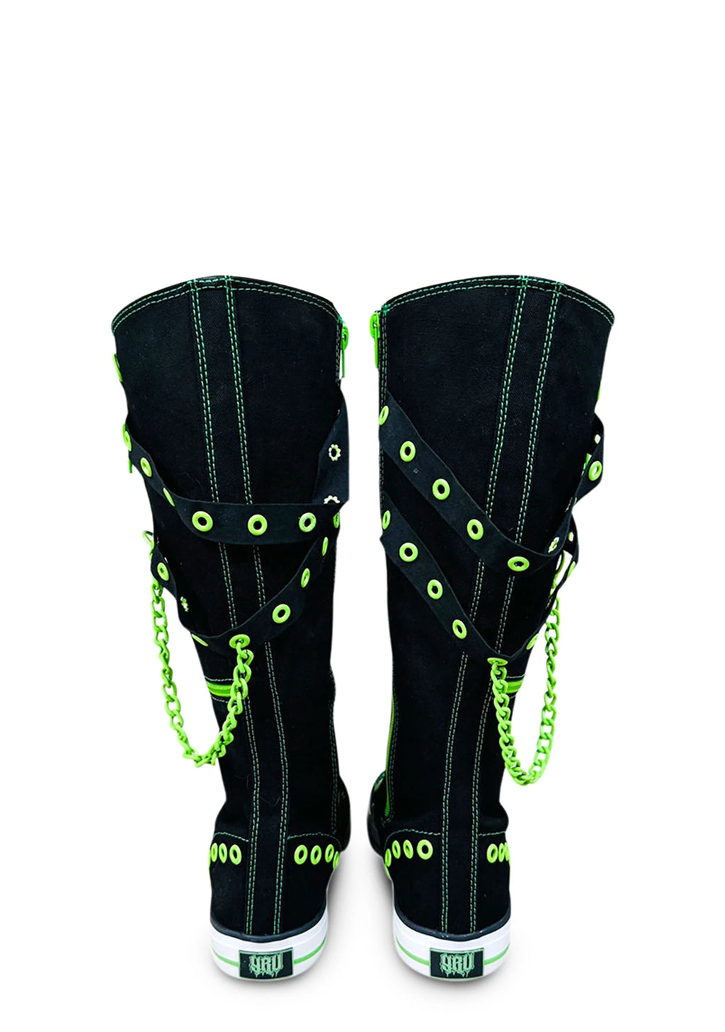Canvas Knee-High Sneakers - Black & Green