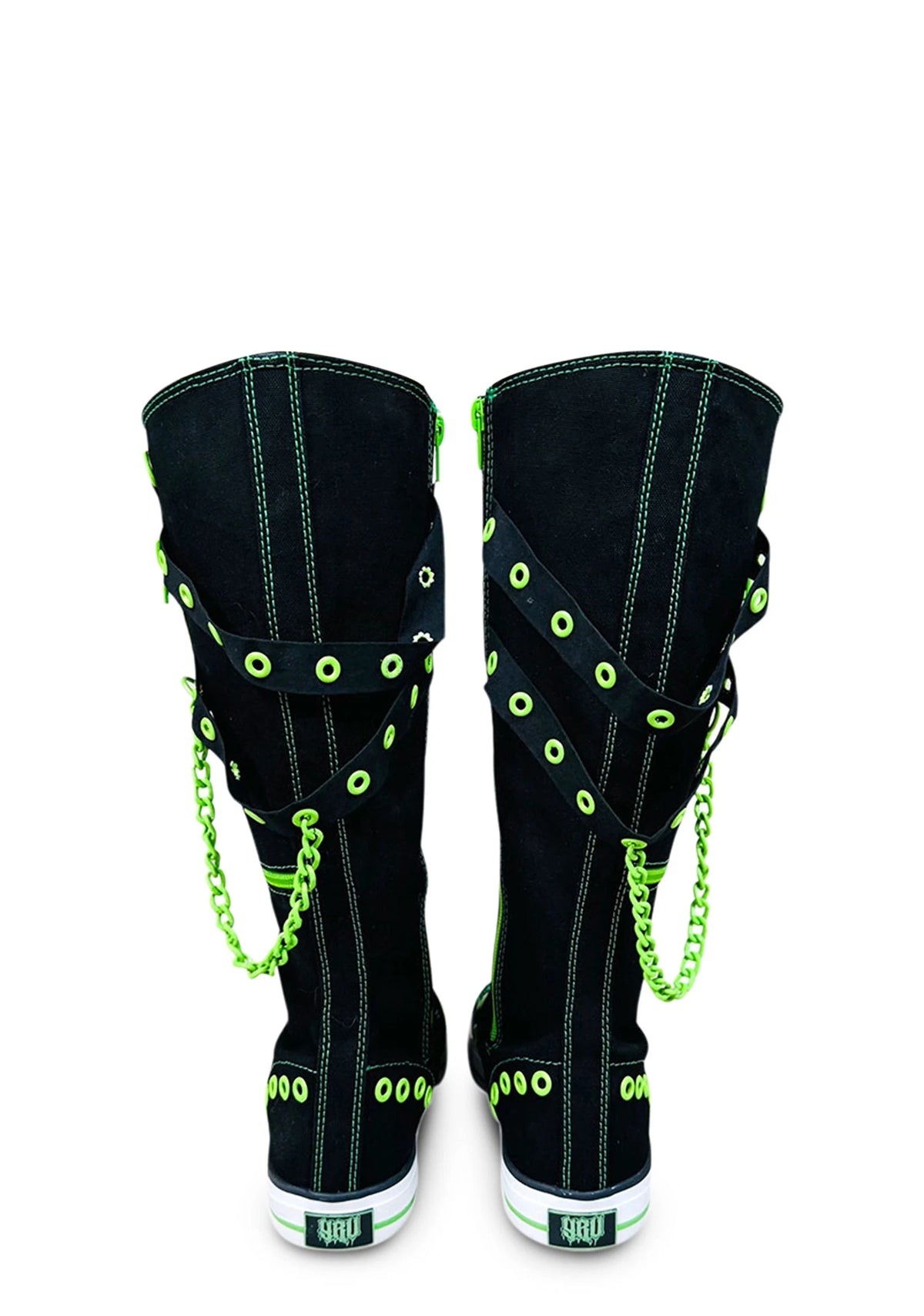 Canvas Knee-High Sneakers - Black & Green