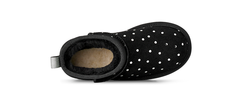 Kids' Low Suede Boot With Metallic Dots - Black