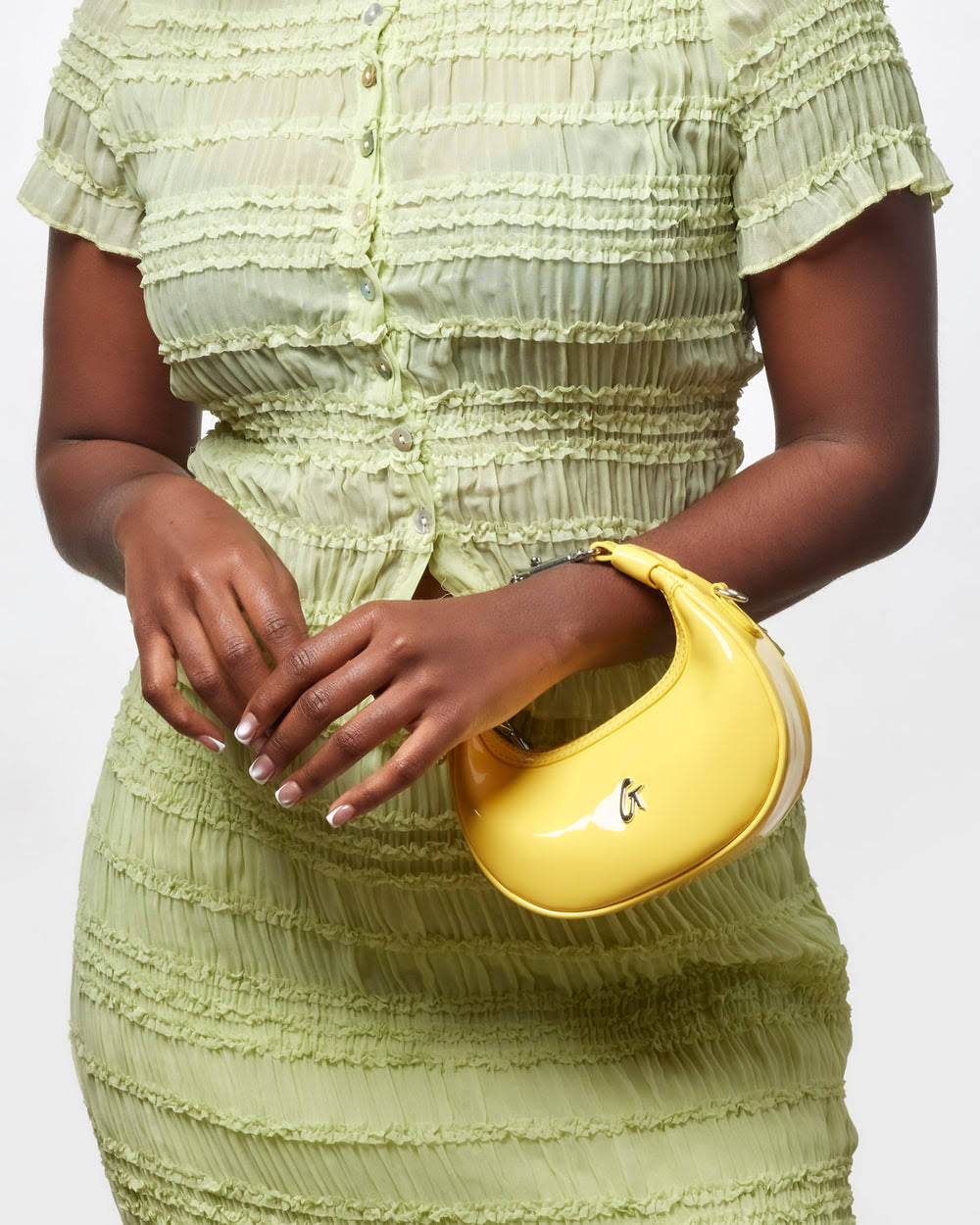Mirrored Mini Hobo Bag - Yellow