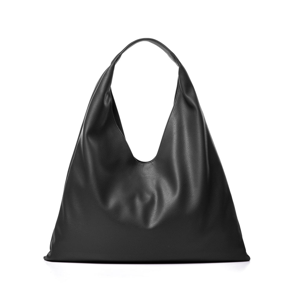 Oversized Pebbled Shoulder Bag - Black