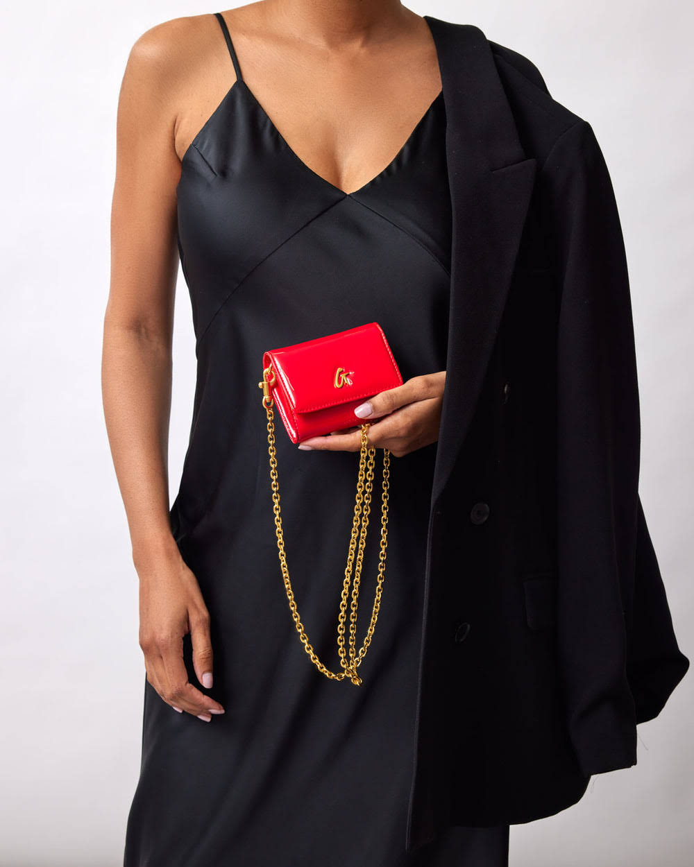 Mirrored Wallet With Chain - Red
