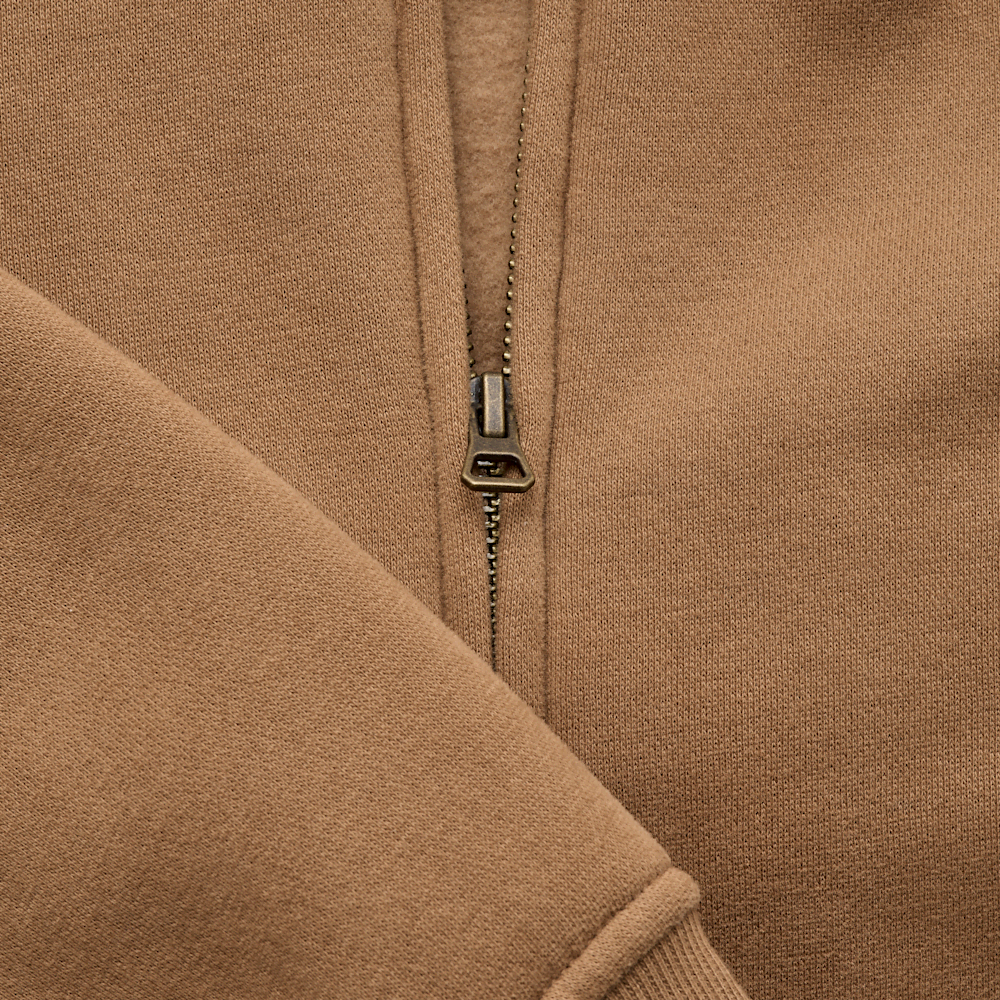 Men's Oversized Full-Zip Hooded Sweatshirt - Brown