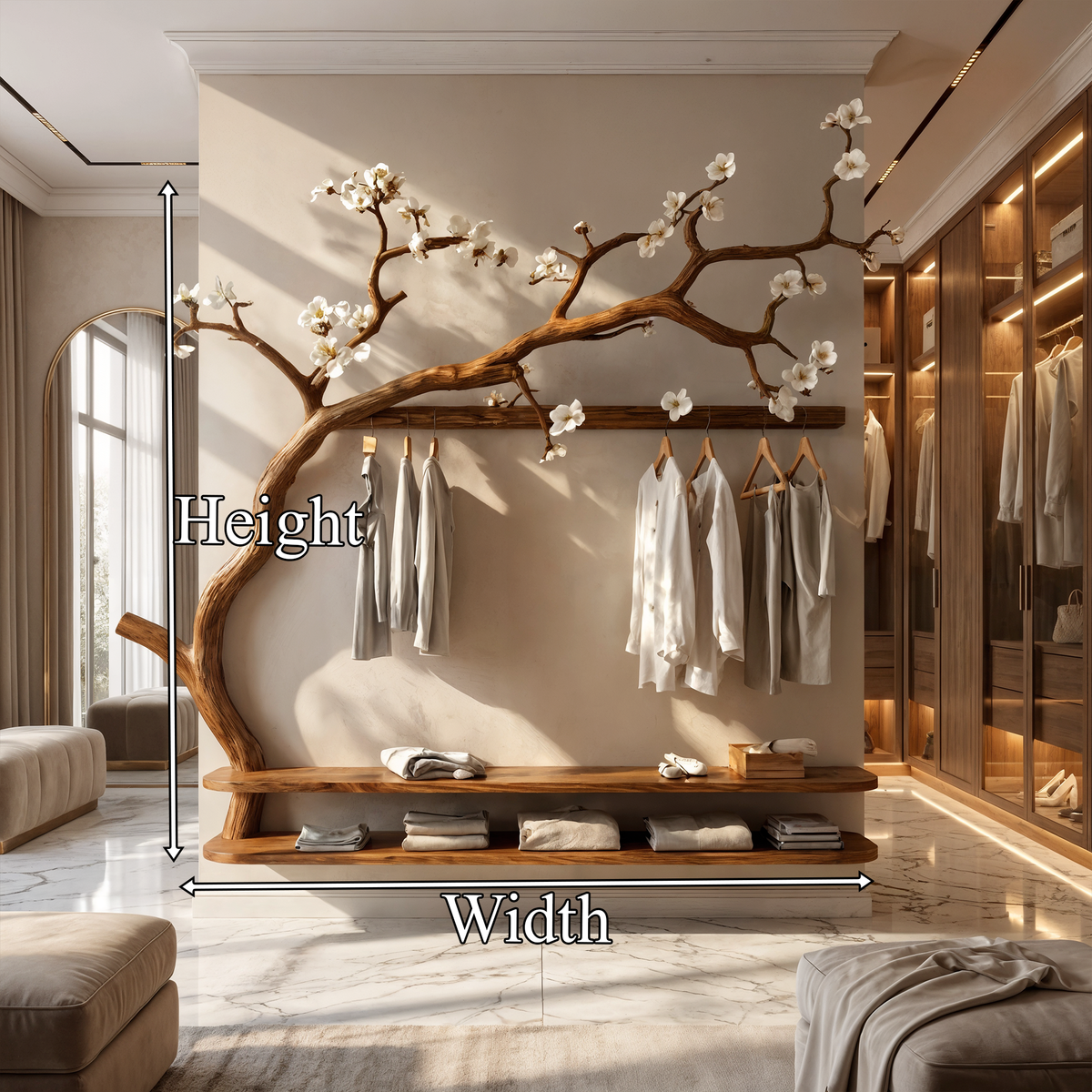Scandinavian Tree Wardrobe Solid Wood Handcrafted Bedroom Organizer