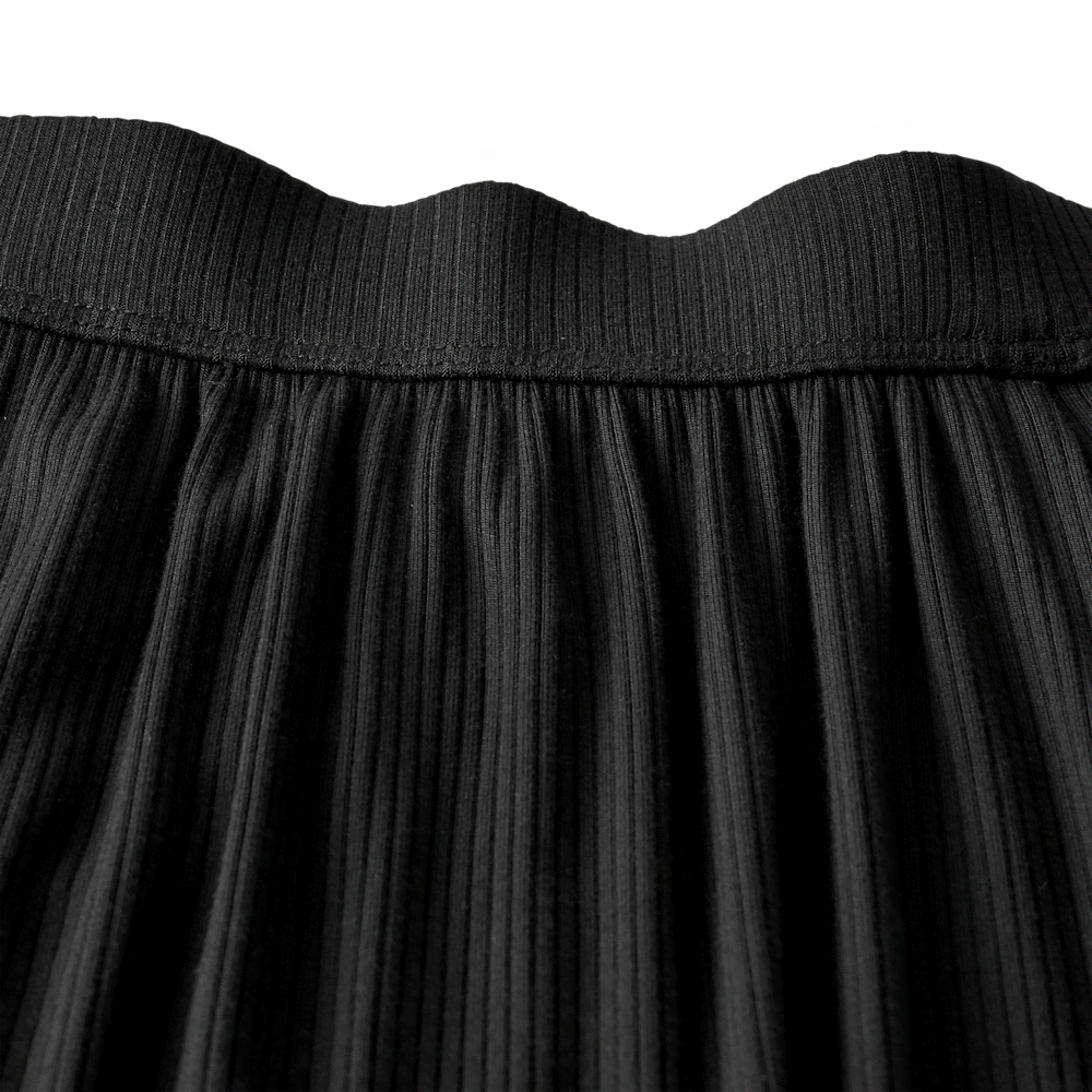 Women's Ribbed Wide-Leg Pants - Black