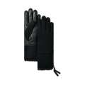 Women's Suede Foldover Zip Gloves - Black