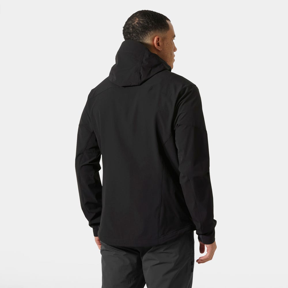 Men's Stretch Hooded Softshell Jacket - Black