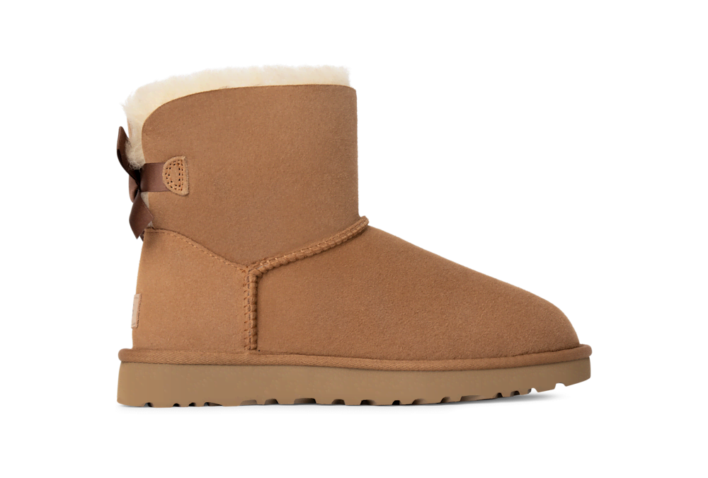Women's Mini Sheepskin Bow Boot - Moonlight