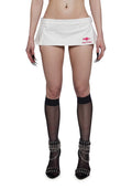 Low-Rise Pleated Ultra Mini Skirt - White