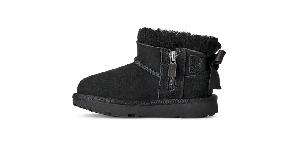 Toddler Sheepskin Bow Ankle Boot - Chestnut