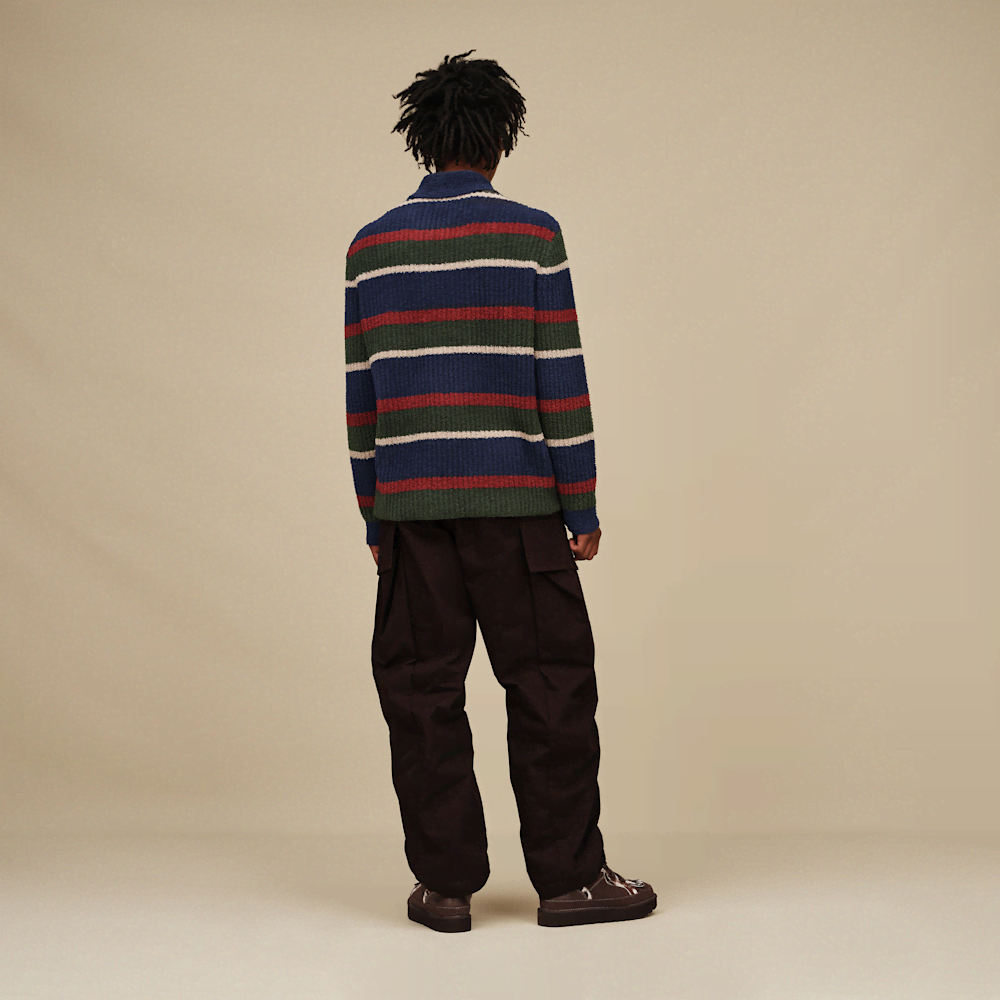 Men's Rib-Knit Polo Pullover - Stripe
