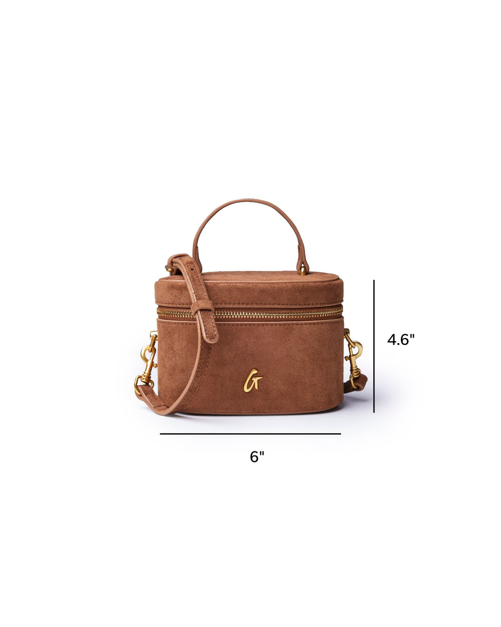 Mini Vegan Suede Vanity Bag - Brown