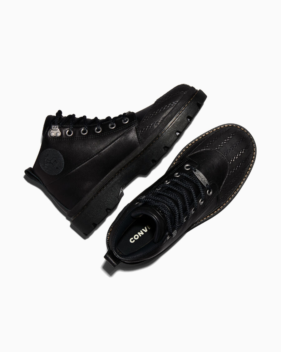 Unisex Leather Lug Sole High Top Boot