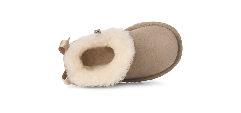 Toddler Sheepskin Bow Ankle Boot - Chestnut