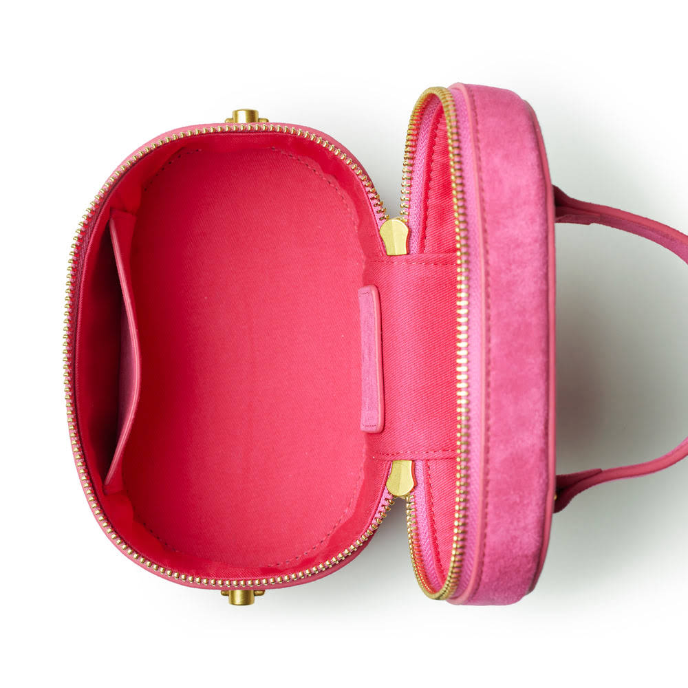 Mini Vegan Suede Top Handle Bag - Hot Pink