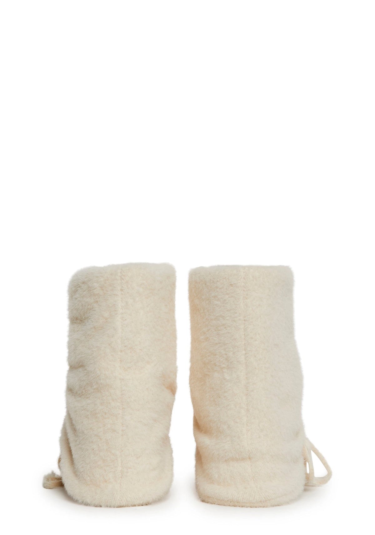 Velour Platform Booties With Faux Fur - Off White