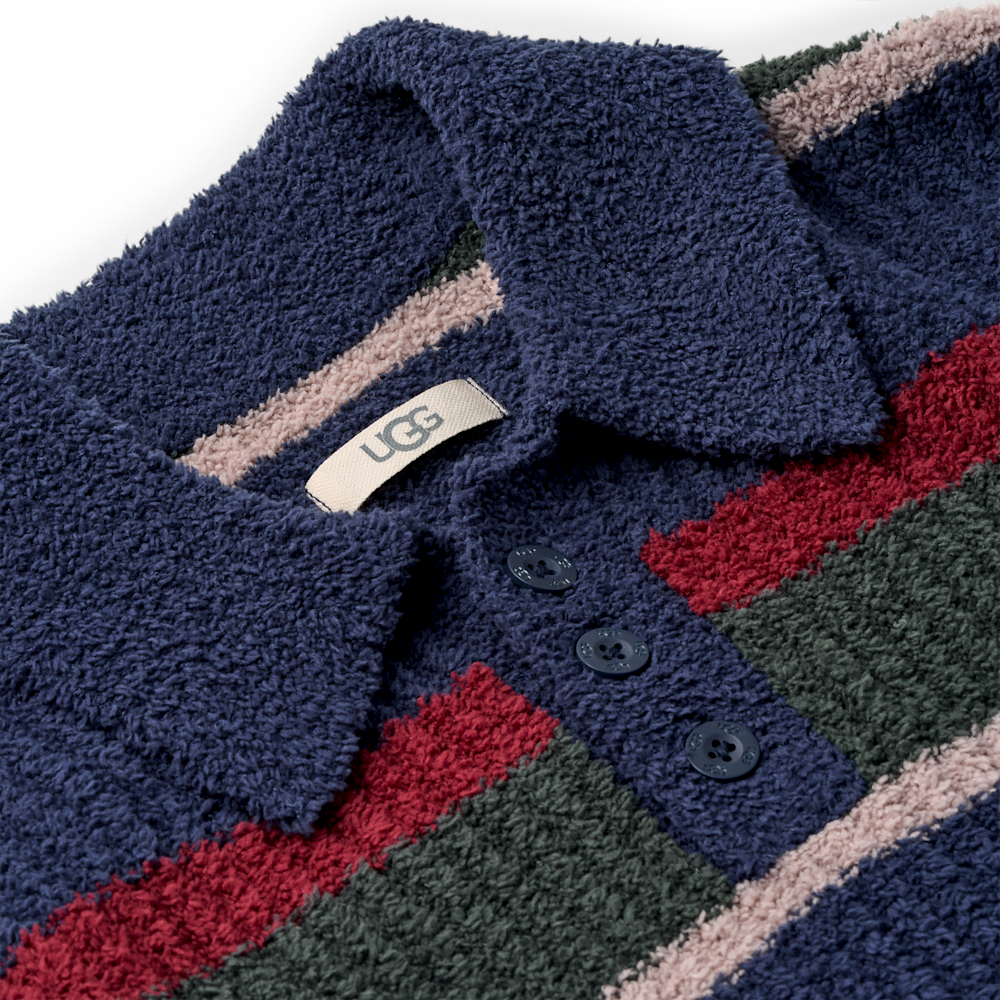 Men's Rib-Knit Polo Pullover - Stripe