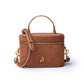 Mini Vegan Suede Vanity Bag - Brown