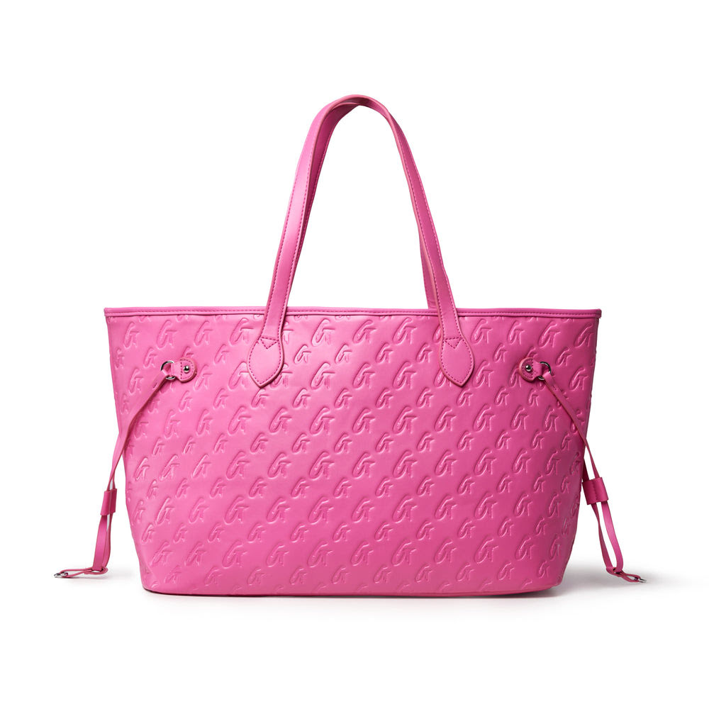 Vegan Leather Laptop Tote - Hot Pink
