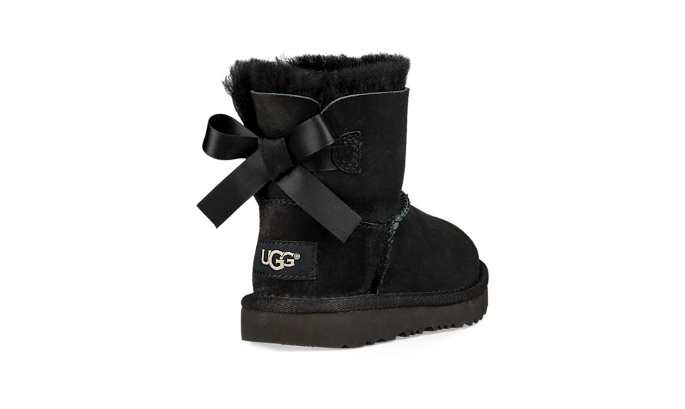 Toddler Bow Sheepskin Mini Boots - Black
