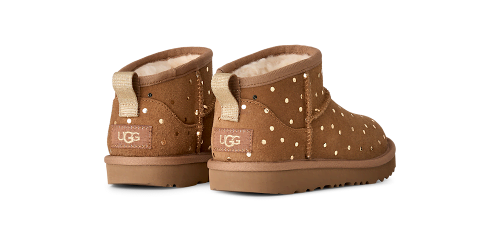 Kids' Low Suede Boot With Metallic Dots - Black