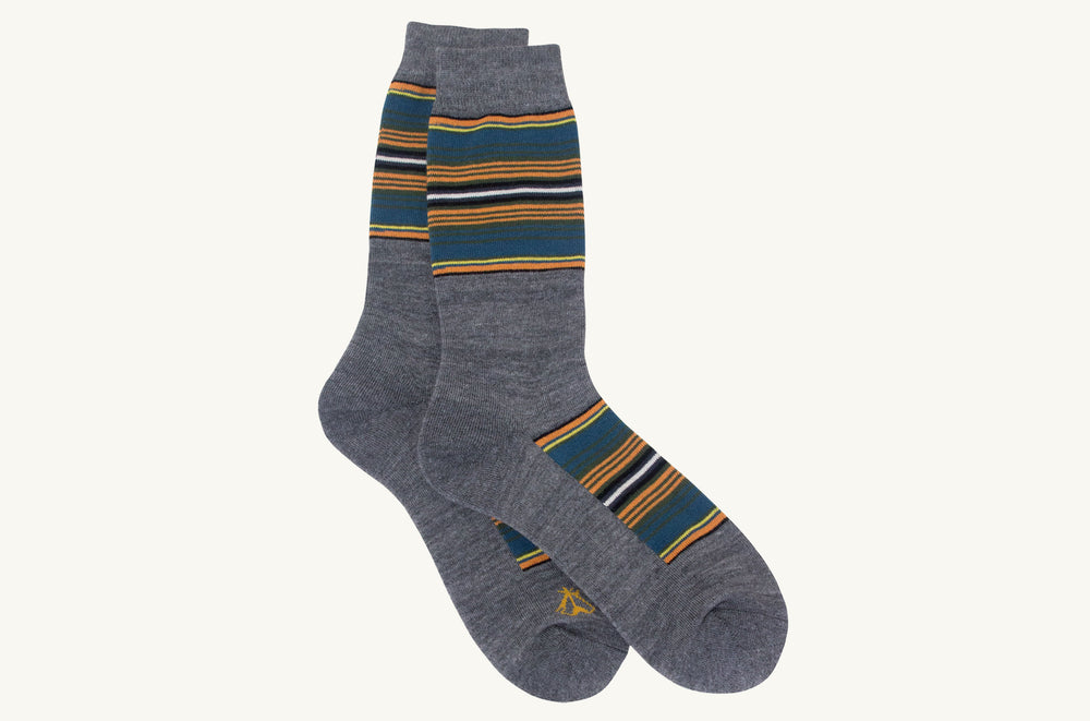 Cotton Blend Crew Socks - Charcoal