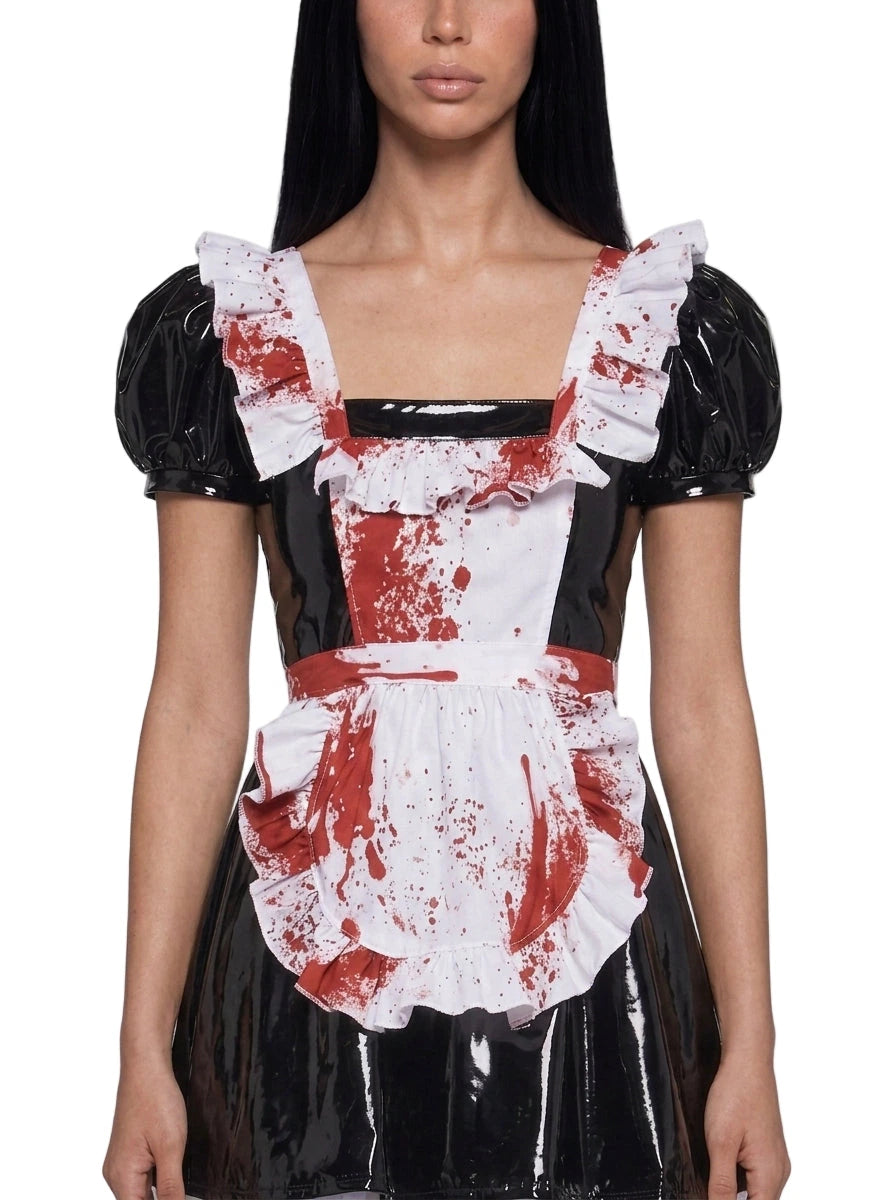 Vinyl Maid Costume Set - Black And White