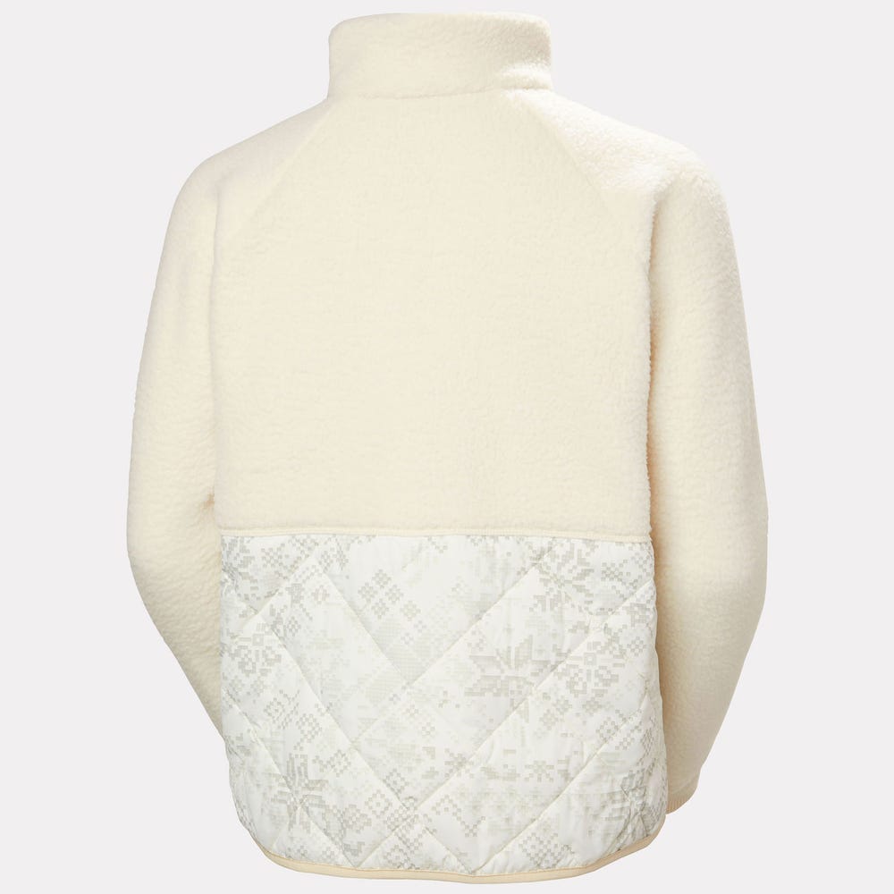 Women's Quilted Pile Fleece Jacket - Cream