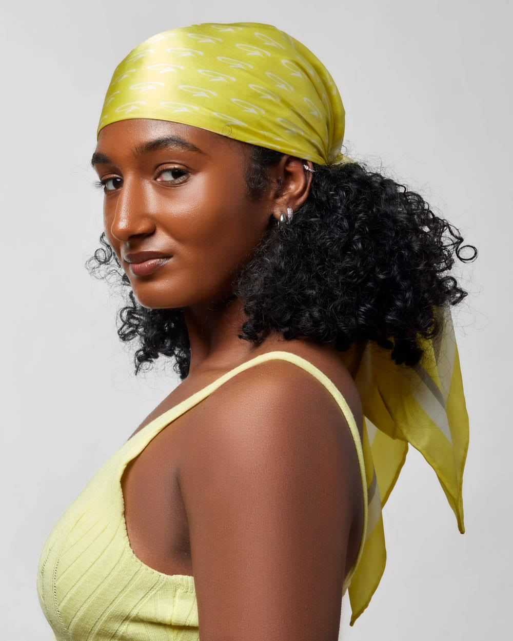 Large Printed Silk Scarf - Yellow