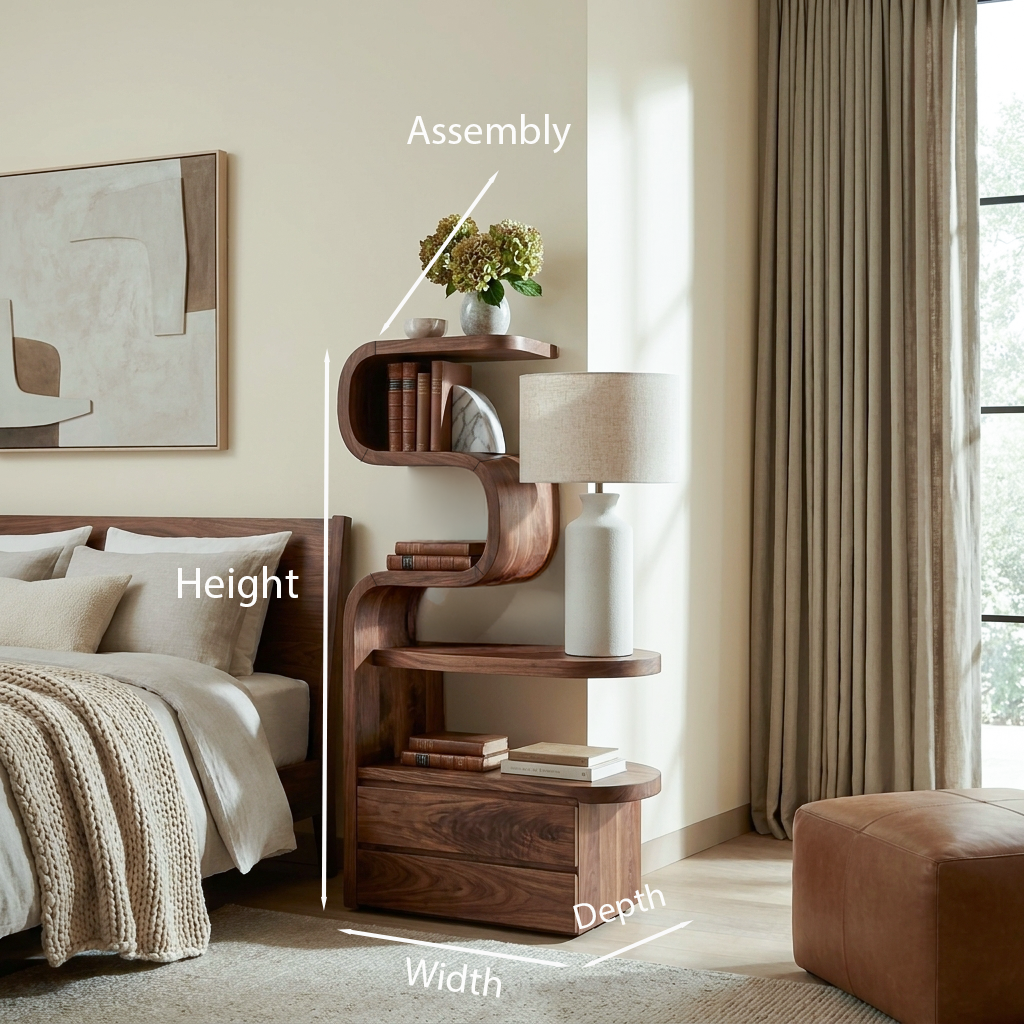Sculpted Solid Wood Nightstand