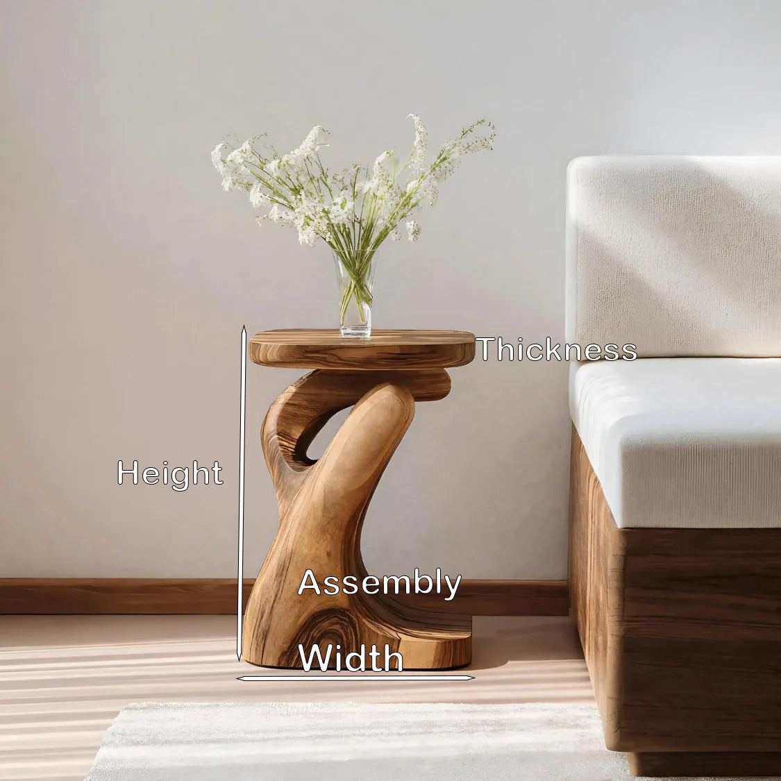 Modern Sculptural Side Table For Living Room Or Bedroom