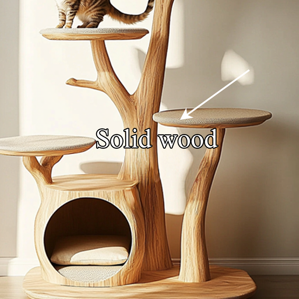 Rustic Cat Tree Stand Living Room Pet Furniture With House