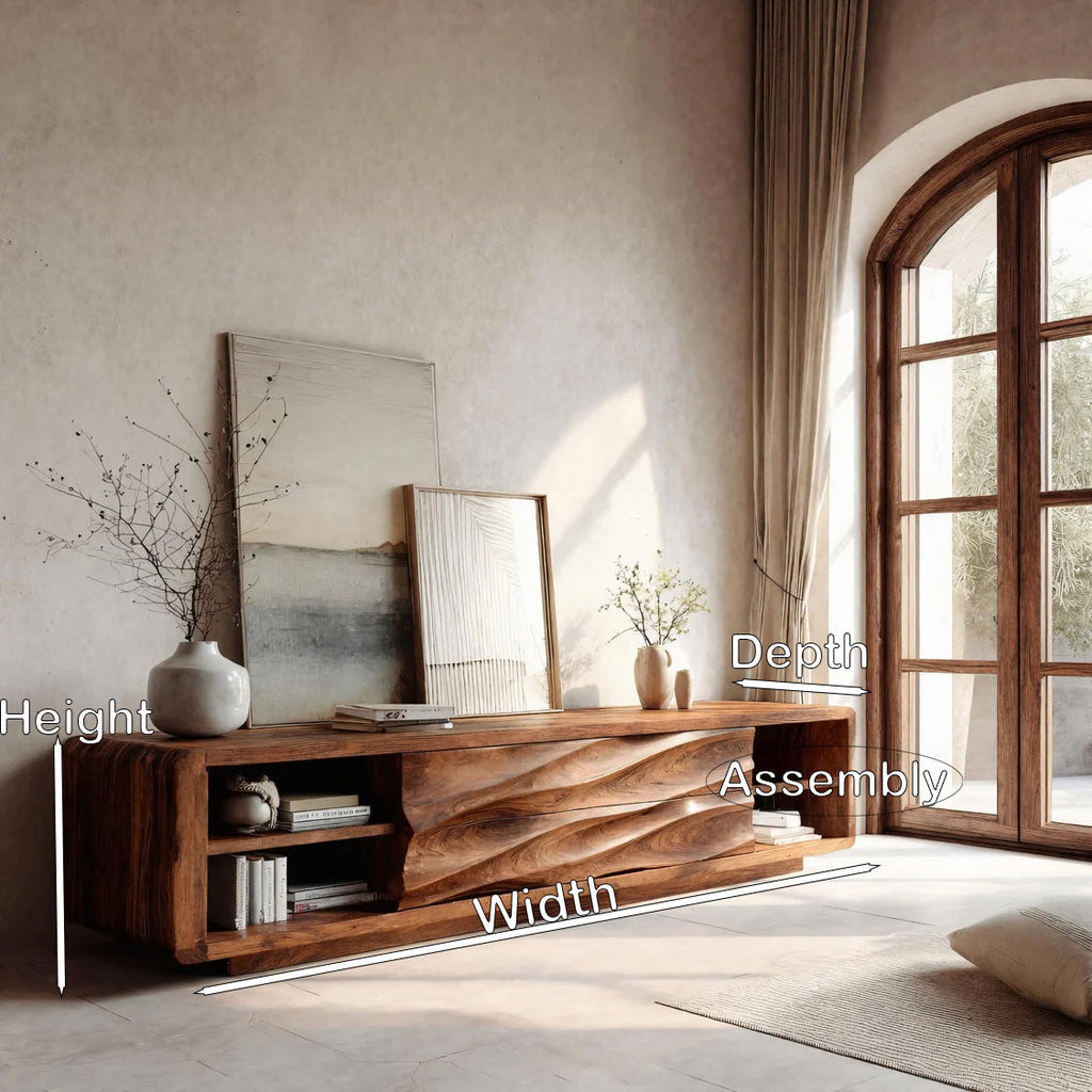 Quiet Luxury Low Sculpted Sideboard For Living Room